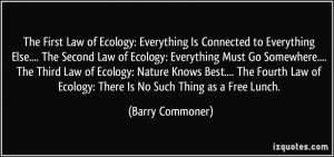 ... of Ecology: There Is No Such Thing as a Free Lunch. - Barry Commoner