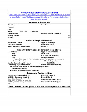 Mobile Home Insurance Quote Form