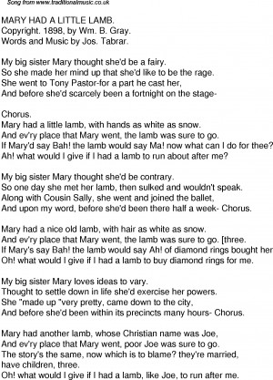 Mary Had Little Lamb Lyrics