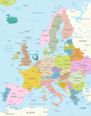 Europe Map with Netherlands
