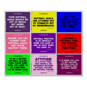 Softball 9 Color Quote Collage Print