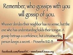 Remember, who gossips with you will gossip about you. More