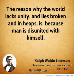 The reason why the world lacks unity