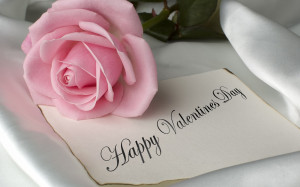 ... briefje met de tekst Happy Valentines Day | HD bloemen wallpaper foto