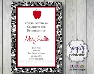 Teacher Retirement Party Invitation with Apple ...