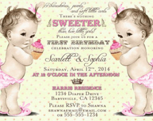 Twin Girls First Birthday Invitatio n - 1st Birthday Twins - We ...