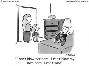... 4133: I can't blow her horn. I can't blow my own horn. I can't win