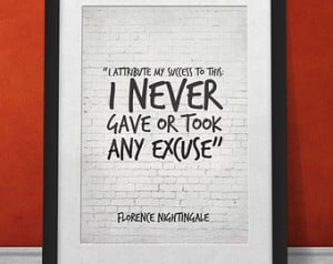 Florence Nightingale Success Quote Print, I atribute my success to ...