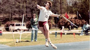 ... he was a javelin thrower, shown here competing in the early 1980s