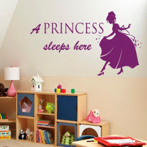 Wall Decals Quote Nursery Room Princess Vinyl Sticker Murals Wall ...
