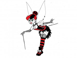 tinkerbell punk tattoo black and white tinkerbell with magic stick