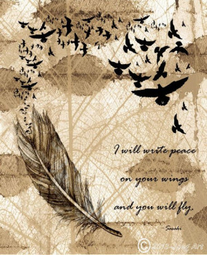 Nature Art, Feather And Birds With Quote By Sasaki