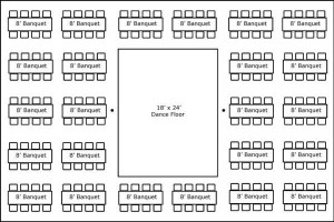 40′ x 60′ w/ Banquet Tables & Dance Floor