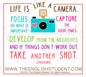 theenglishstudent, life is like a camera quote, inspirational quotes ...