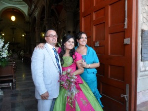 Niece B with her parents after her quinceaÃ±era mass this past ...