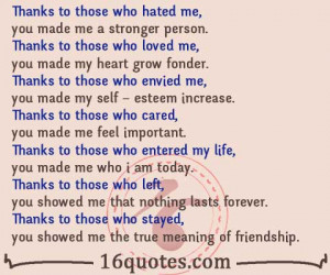 Thanks to those who hated me, you made me a stronger person.