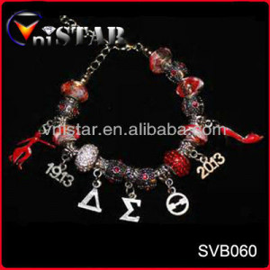2014 Fashion delta sigma theta phi gamma greek sorority charm bracelet