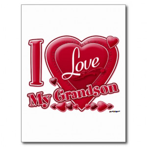 Love My Grandson red - heart Postcard