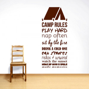 Camp Rules - Sports Man Cave Quotes Wall Decals