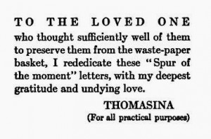 Dedication of the letters of Thomasina Atkins