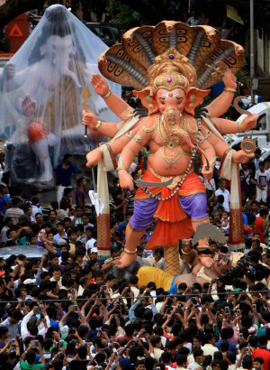 ... for the upcoming Ganesh Chaturthi festival in Mumbai on Sunday. (PTI