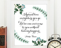 Mother Teresa Quote Print, Printabl e art wall decor, Inspirational ...