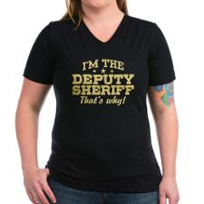 Funny Deputy Sheriff Women's V-Neck Dark T-Shirt for