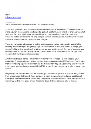 Car Insurance Instant Online Quote