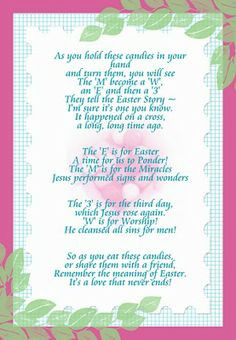 Easter M&M's Printable religous easter crafts, easter poem