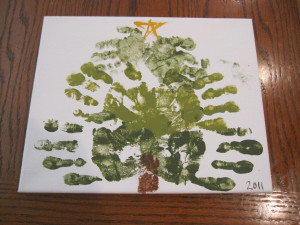 kid handprint tree