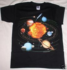 SOLAR SYSTEM ASTRONOMY T-SHIRT. ADULT LARGE. NEW IN PACKAGE.