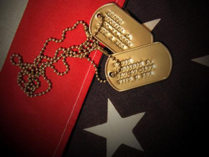 American Flag Soldier Dog Tags