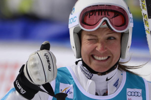 julia mancuso of the u s reacts after the women giant slalom race at ...