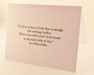 Victor Hugo's Les Miserables Romantic Card - Love Quote