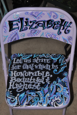 Floral and paisley desk chair with Kappa Delta quotes