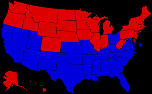 Red = USA, Blue = CSA).