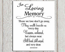 table In loving me mory printable Memorial sign Memorial quotes ...
