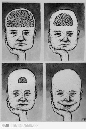 The truth about Happiness .... is you're happier with a smaller brain?