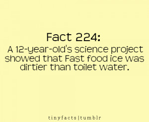 ... project showed that Fast food ice was dirtier than toilet water