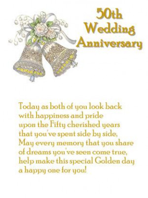 Golden Wedding Anniversary card with verse on outside