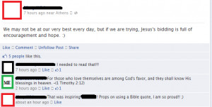 ... my friend on [FB] posts bible quotes; I decided to post a fake one