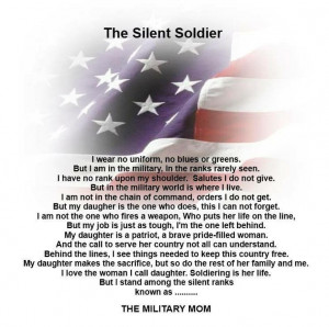 The silent soldier for moms of female soldiers