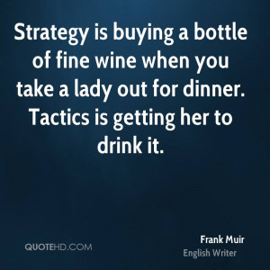 Strategy is buying a bottle of fine wine when you take a lady out for ...