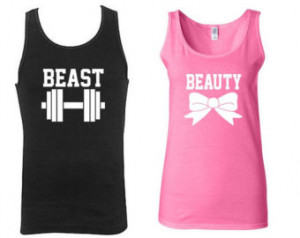 Beast and Beauty Tank top.Training Couple tank top.Work out together ...