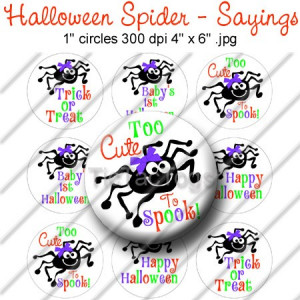 Halloween Spider Sayings Bottle Cap Images Digital Collage JPEG