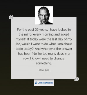 If today was the last day of my life would I want to do what I’m ...