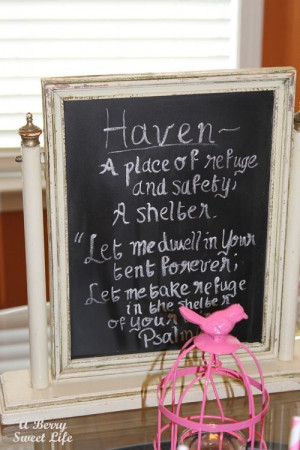 Love the display of the baby's name and meaning on chalkboard