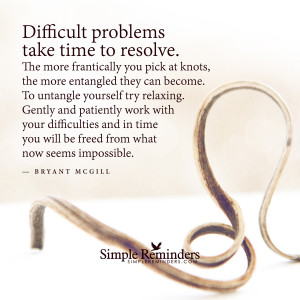 ... problems take time to resolve difficult problems take time to resolve