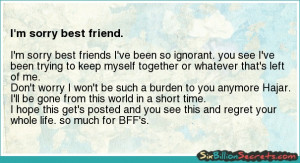 Friends - I'm sorry best friend.