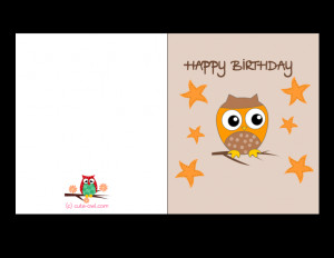 Free Printable Happy Birthday Card Featuring Cute Owl And Stars